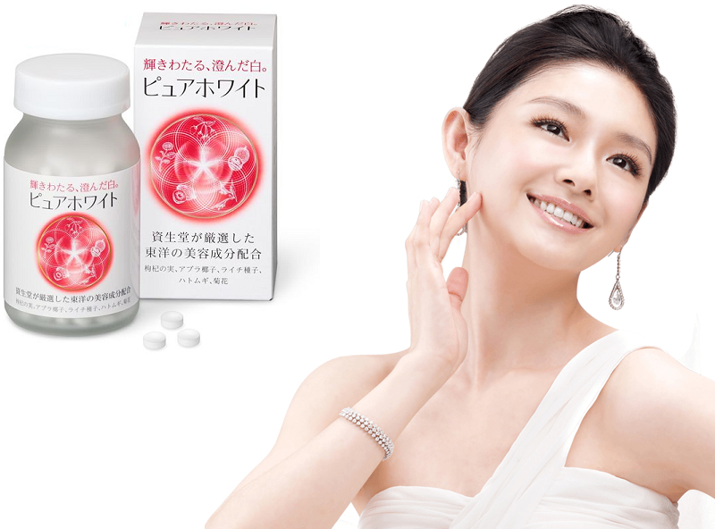 Viên Uống Trắng Da Shiseido Pure White giúp dưỡng ẩm và làm đẹp da, nuôi dưỡng làn da mịn màng, căng đầy