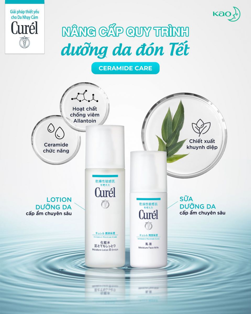 Curél Intensive Moisture Care Moisture Facial Milk không gây dị ứng, không mùi, không màu, không có cồn và độ pH cân bằng