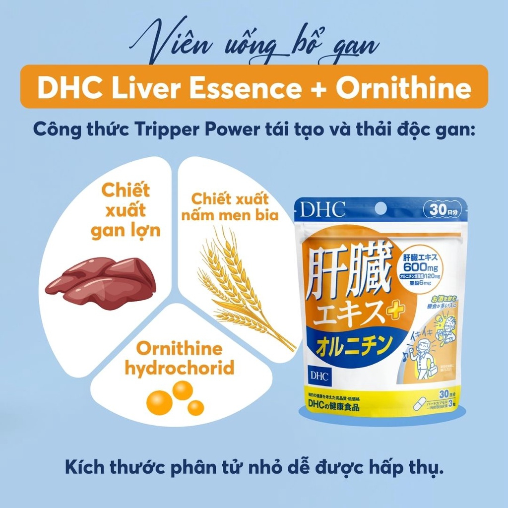Viên Uống Bổ Và Thải Độc Gan DHC Liver Essence + Ornithine hỗ trợ bảo vệ và tăng cường chức năng gan