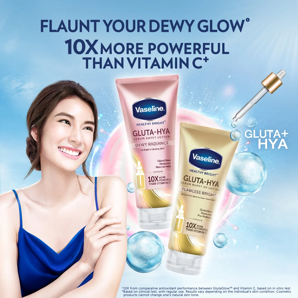 Bộ đôi sản phẩm Sữa Dưỡng Thể Trắng Sáng Đều Màu Da Vaseline Healthy Bright Gluta-Hya