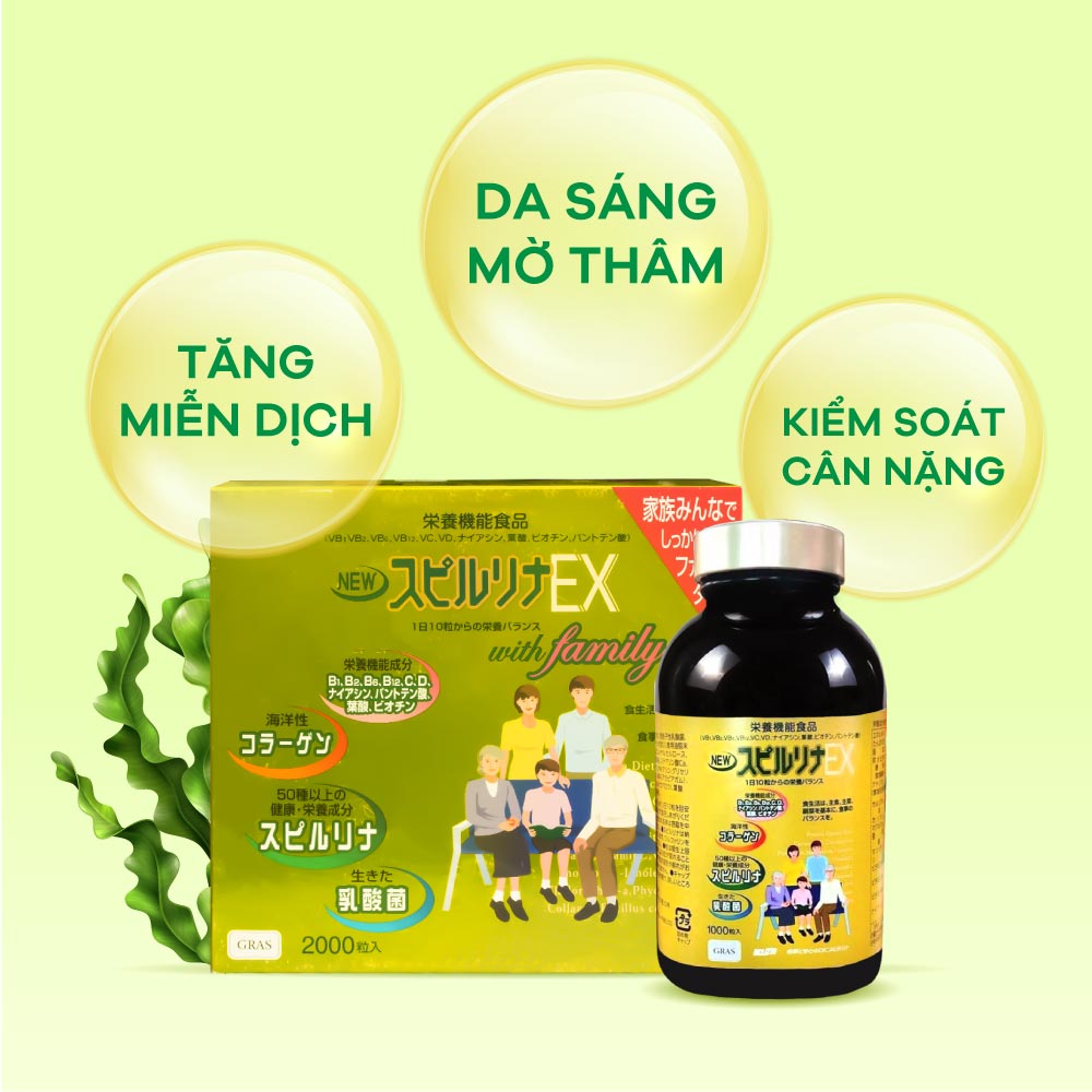 Tảo Xoắn Vàng DIC LIFETEC Spirulina EX With Family giúp tăng cường miễn dịch, kiểm soát cân nặng