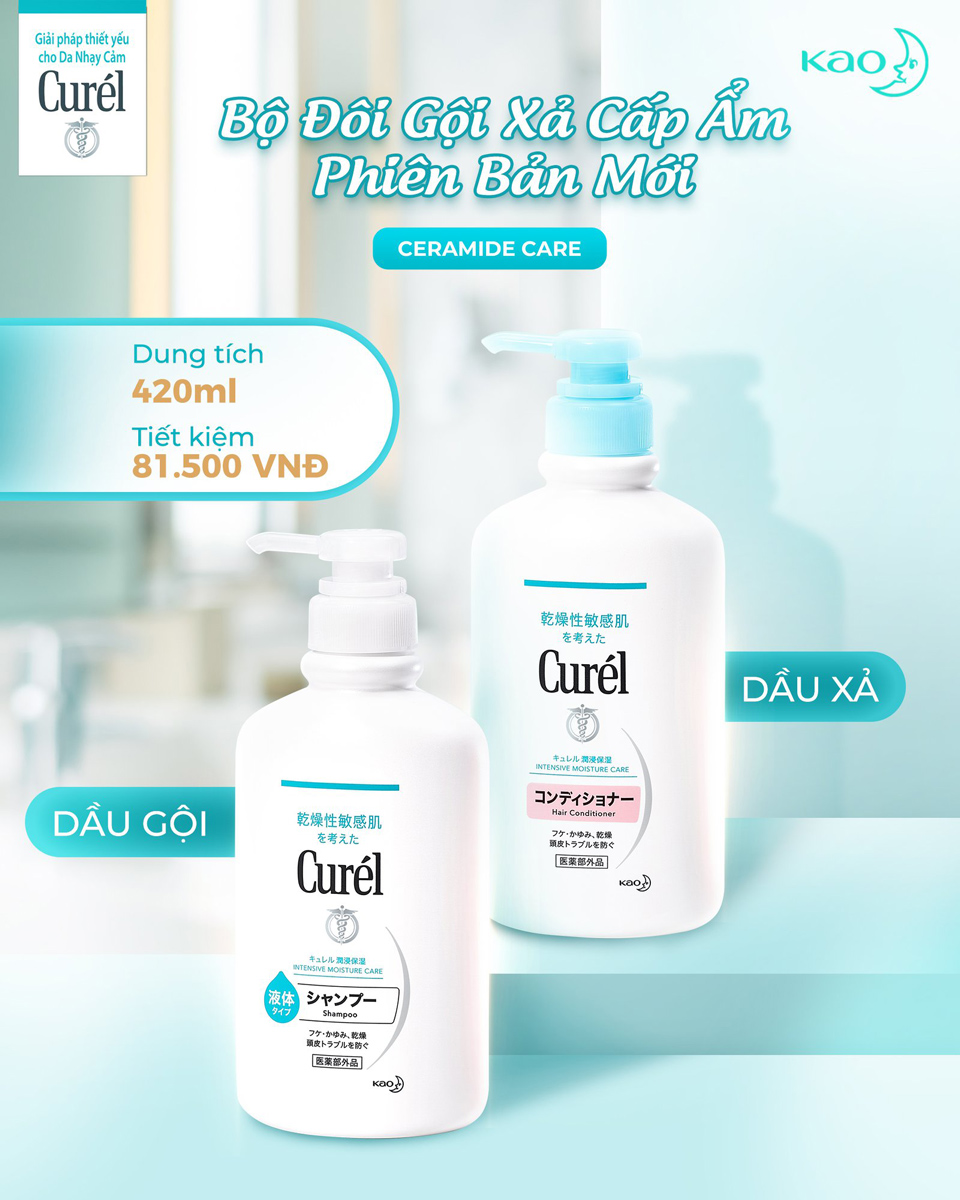 Bộ đôi Sản phẩm Dầu Gội và Dầu Xả Curél Intensive Moisture Care