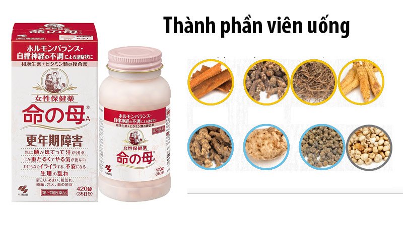 Viên Uống Hỗ Trợ Tiền Mãn Kinh - Điều Hoà Nội Tiết Kobayashi được chiết xuất từ 13 thảo dược thiên nhiên