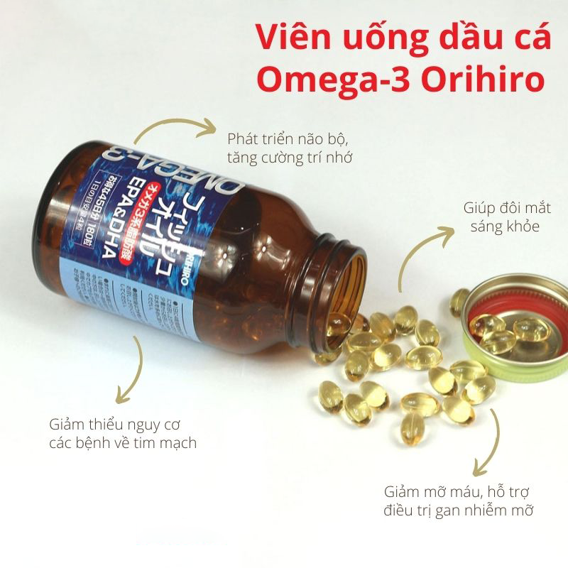 Dầu Cá Orihiro Omega 3 hỗ trợ hoạt động của não bộ, hỗ trợ tăng cường trí nhớ
