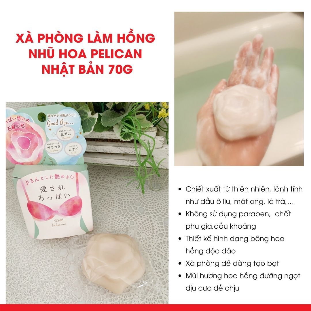 Xà Phòng Giảm Thâm, Làm Hồng Ngực Pelican Soap For Bust Care hỗ trợ tẩy da chết, giảm mụn một cách hiệu quả