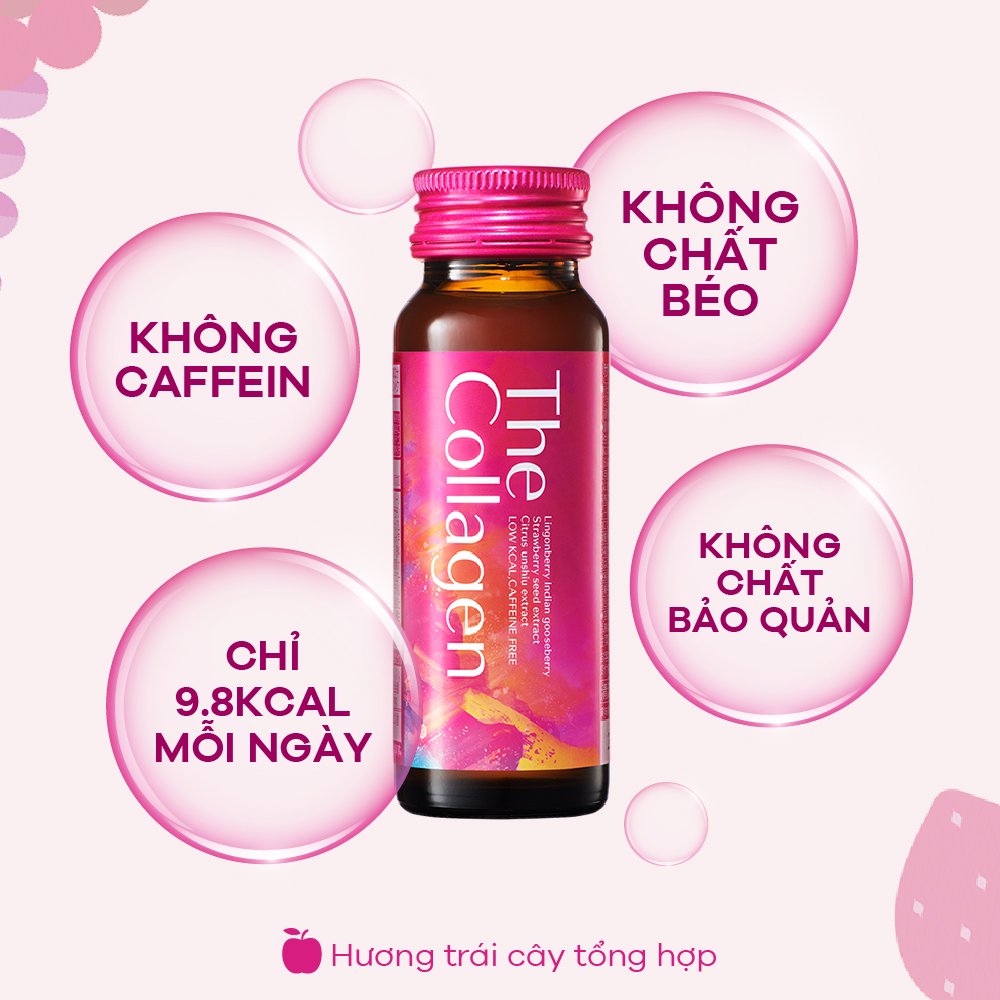 Nước Uống Đẹp Da The Collagen SHISEIDO không chứa chất bảo quản, chất béo và cafein