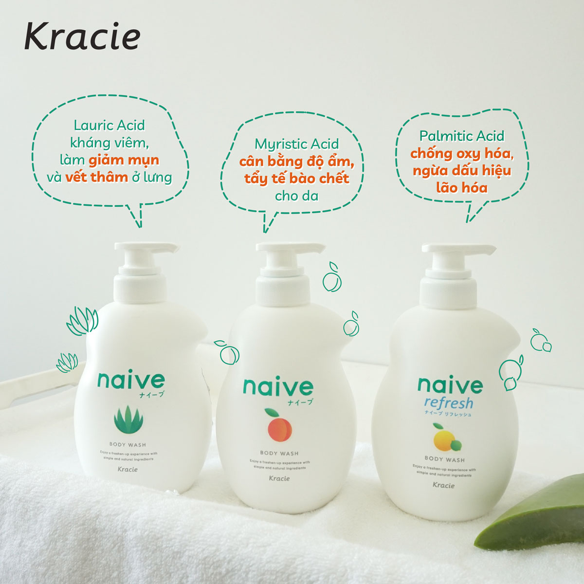 Kracie Naive Body Wash Aloe phù hợp mới mọi loại da, kể cả da nhạy cảm