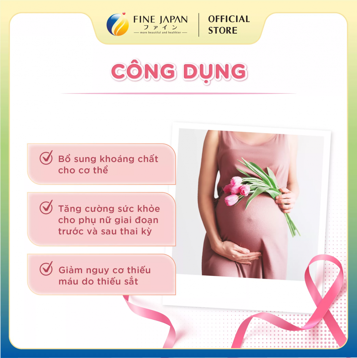 Fine Japan Prenatal hỗ trợ bổ sung Acid Folic, Sắt và các vitamin, khoáng chất cho cơ thể