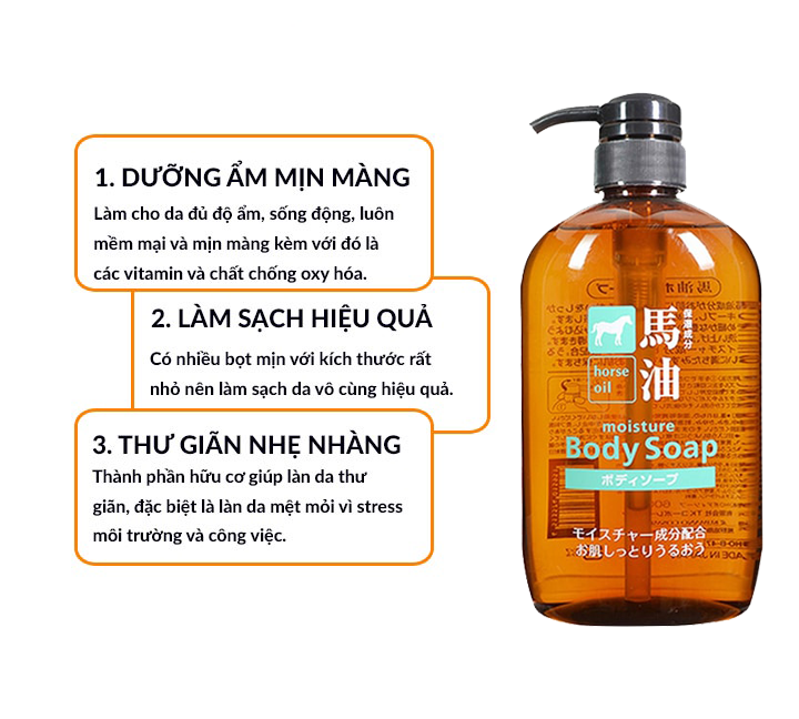 Kumano Cosme Station Horse Oil Body Soap giúp duy trì độ ẩm và tạo lớp màng giữ ẩm bảo vệ da