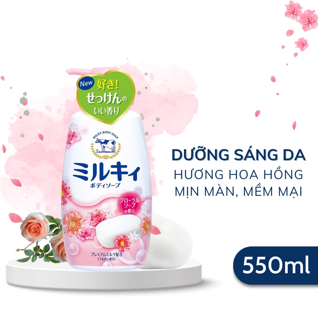 Milky Body Floral Soap Cow hỗ trợ se khít lỗ chân lông, làm sạch và tái tạo làn da sáng mịn