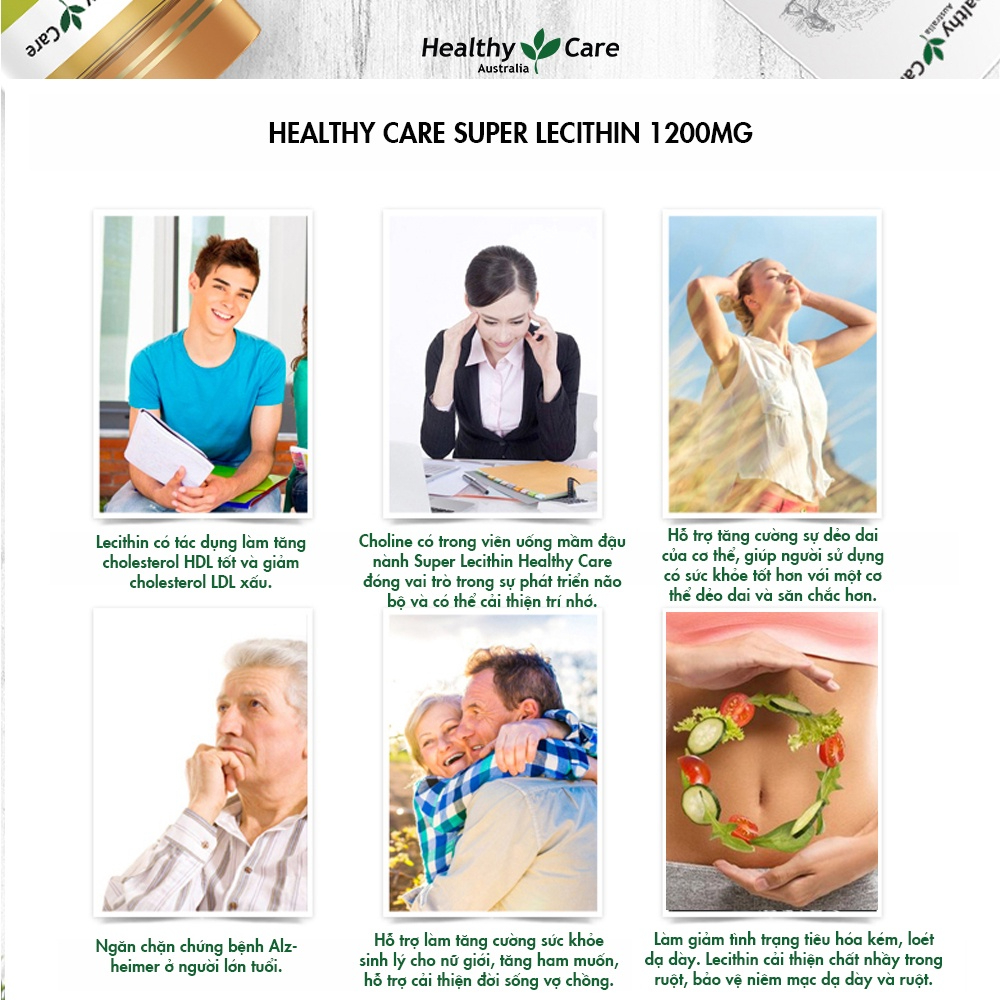 Mầm Đậu Nành Healthy Care Super Lecithin hỗ trợ duy trì và cải thiện sự khỏe mạnh toàn diện của cơ thể