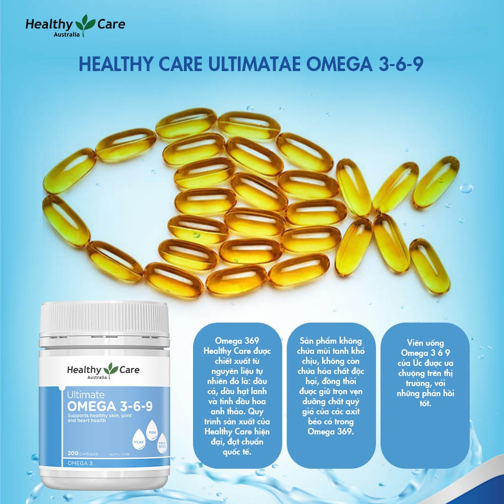Viên Dầu Cá Healthy Care Ultimate Omega 3-6-9 hỗ trợ tuần hoàn, bảo vệ tim mạch