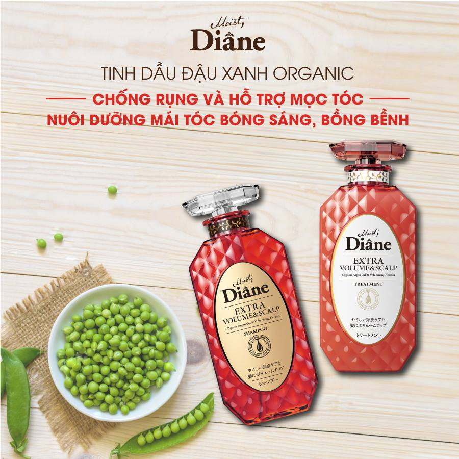 Bộ đôi Dầu gội và Dầu xả Chống Rụng, Làm Phồng Tóc Moist Diane Extra Volume & Scalp