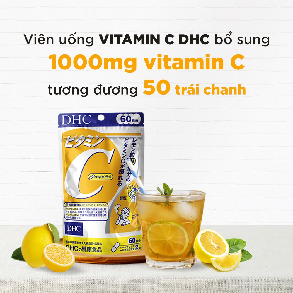 Viên Uống Bổ Sung DHC Vitamin C Hard Capsule giúp bổ sung hàm lượng Vitamin C, tăng cường hệ miễn dịch