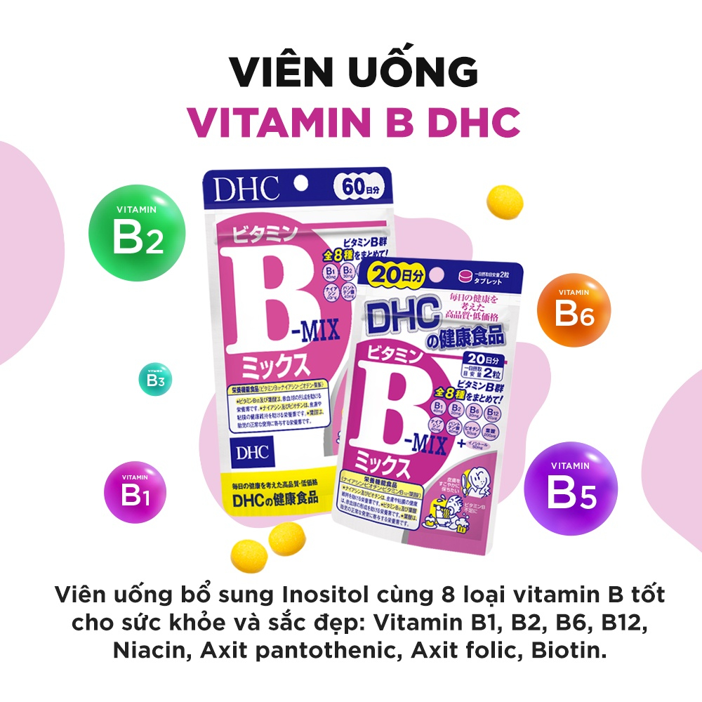 Viên Uống DHC Bổ Sung Vitamin B-Mix Tổng Hợp hỗ trợ hoạt động của thần kinh não, cải thiện lưu thông máu
