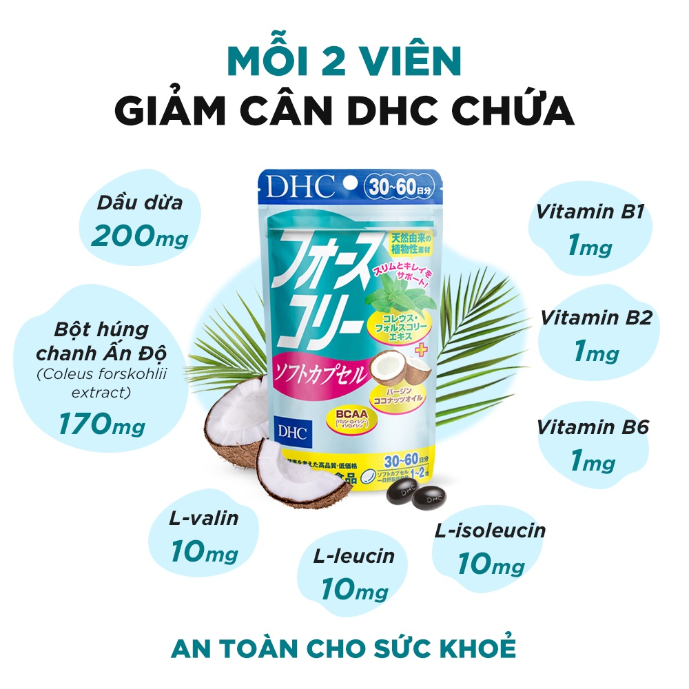 Viên Uống Forskohlii Soft Capsule DHC Hỗ Trợ Giảm Cân thúc đẩy cơ thể thực hiện quá trình đốt cháy mỡ thừa