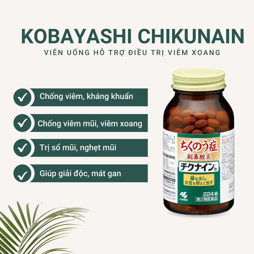 Viên Uống Hỗ Trợ Điều Trị Viêm Xoang Kobayashi Chikunain hỗ trợ giúp thanh lọc cơ thể, giải độc, mát gan, hạ sốt