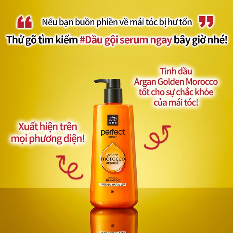 Tinh dầu Argan Golden Morocco có trong Mise En Scene Perfect Serum Original Shampoo tốt cho sự chắc khỏe của mái tóc
