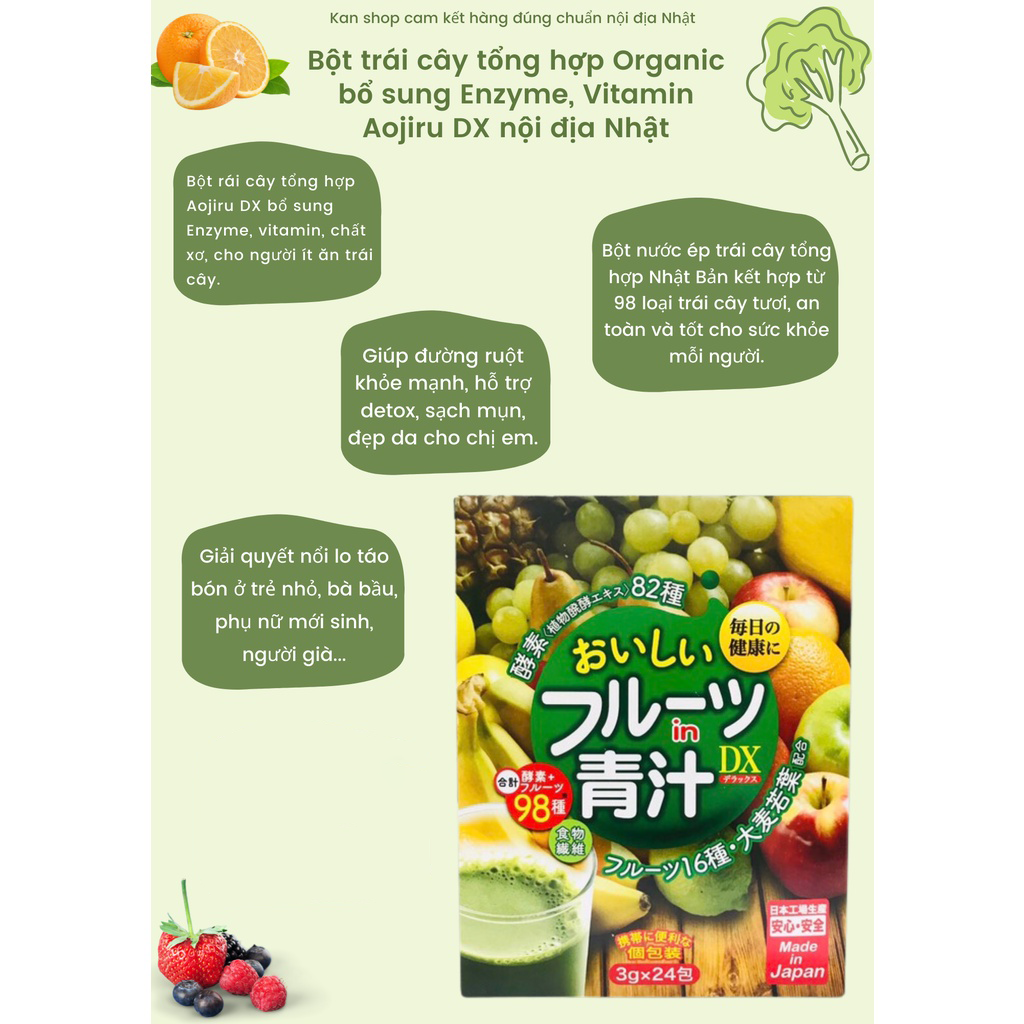 Công dụng tuyệt vời của Bột Trái Cây Tổng Hợp Organic Bổ Sung Enzyme, Vitamin Aojiru DX