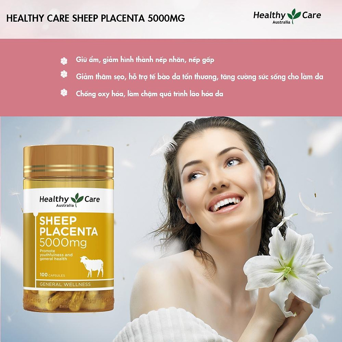 Nhau thai cừu Healthy Care Sheep Placenta chống oxy hóa, làm chậm quá trình lão hóa da