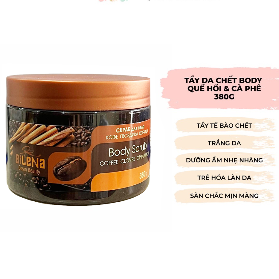 Bilena Cosm Beauty Body Scrub Coffee Cloves Cinnamon hỗ trợ tẩy tế bào chết, dưỡng ẩm nhẹ nhàng cho da