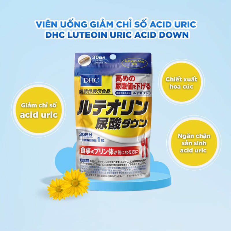 Viên Uống Hỗ Trợ Giảm Và Ngăn Ngừa Gout - Luteolin Uric Acid Down hạn chế sự sinh thành và hàm lượng Acid Uric tăng cao trong máu