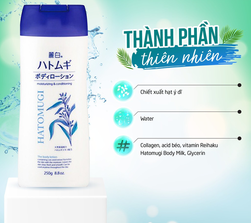 Thành phần có trong Sữa Dưỡng Thể Ban Đêm Hatomugi The Body Lotion