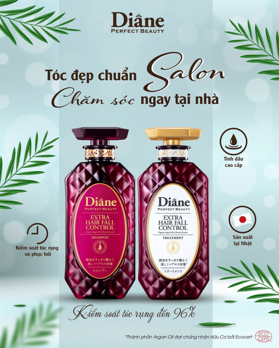 Dầu Gội Kiểm Soát Tóc Rụng Và Phục Hồi Moist Diane giúp cải thiện tóc đứt gãy, kiểm soát tóc rụng