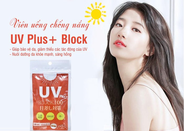 Viên Uống Chống Nắng UV Plus + Block 100 bảo vệ da, giảm thiểu các tác động của UV,  nuôi dưỡng da sáng hồng 