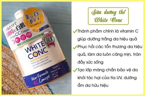 Kem Dưỡng Trắng Toàn Thân White Conc Body CC Cream giúp dưỡng trắng da an toàn, cải thiện tông sau 3-4 tuần