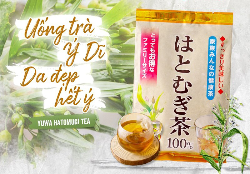 Trà Hạt Ý Dĩ Yuwa Hatomugi Tea hỗ trợ làm xẹp mụn cơm, mụn viêm, dưỡng ẩm và làm sáng da