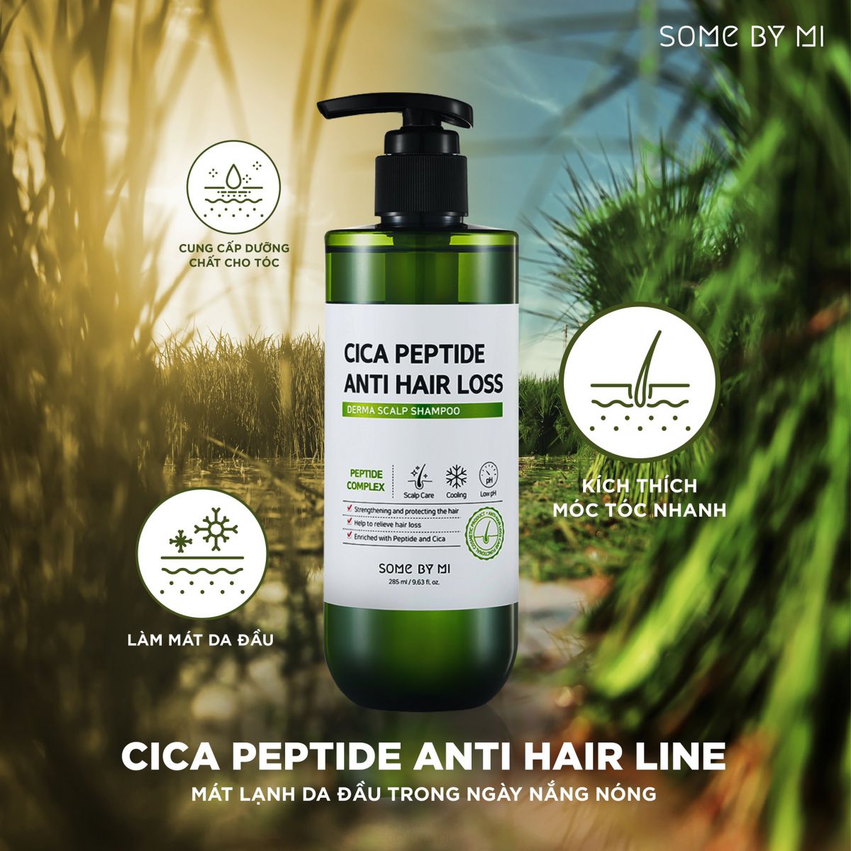 Some By Mi Cica Peptide Anti Hair Loss Derma Scalp Shampoo cung cấp dưỡng chất, làm mát da đầu