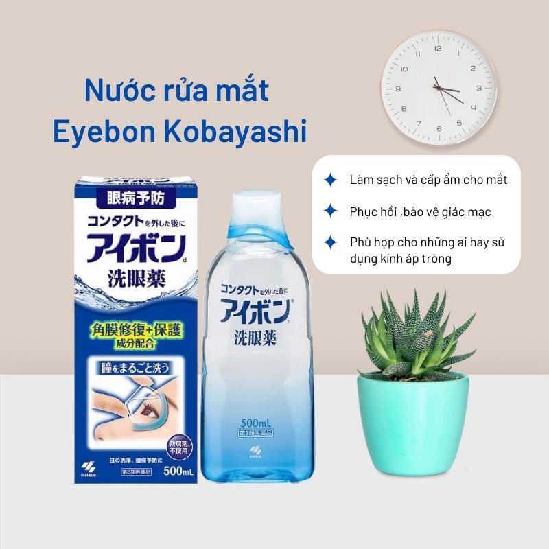 Nước Rửa Mắt Kobayashi Eyebon giúp hỗ trợ, bảo vệ và phục hồi giác mạc