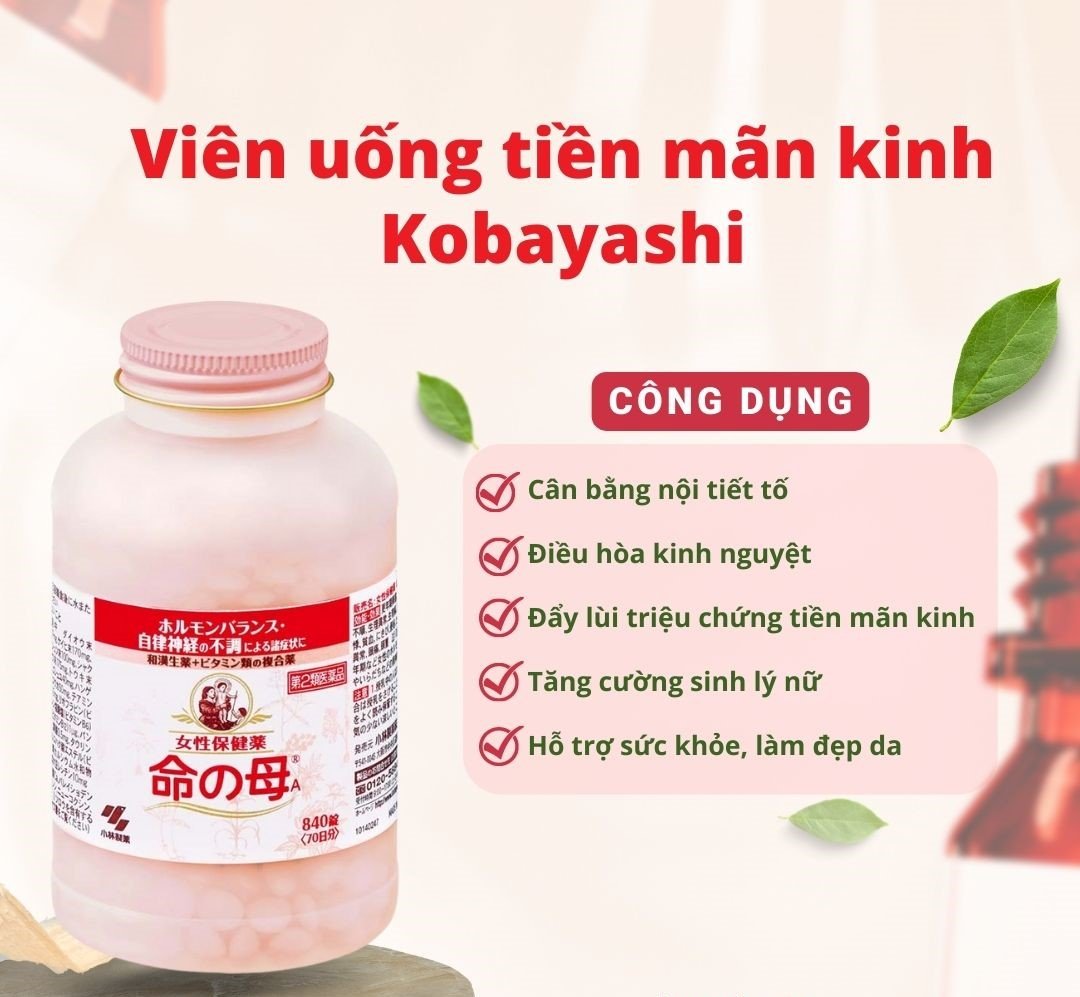 Viên Uống Hỗ Trợ Tiền Mãn Kinh - Điều Hoà Nội Tiết Kobayashi giúp cân bằng và điều hòa kinh nguyệt, nội tiết tố nữ