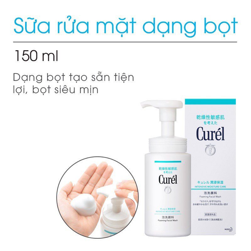 Sữa Rửa Mặt Dạng Bọt Cấp Ẩm Chuyên Sâu Curél Intensive Moisture Care Foaming Facial Wash