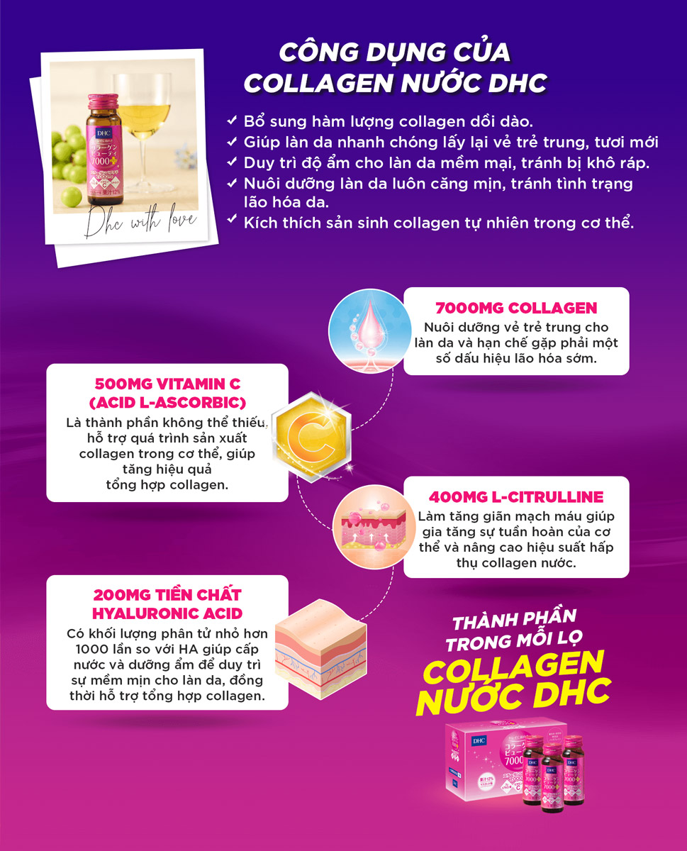 Công dụng của Collagen Nước DHC Beauty 7000 Plus