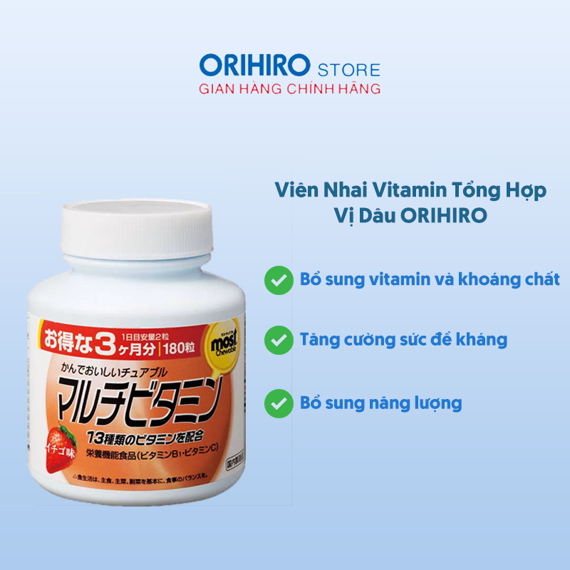 Viên Nhai Vitamin Tổng Hợp Vị Dâu Orihiro giúp ngăn ngừa bệnh đau thắt ngực và nhồi máu cơ tim