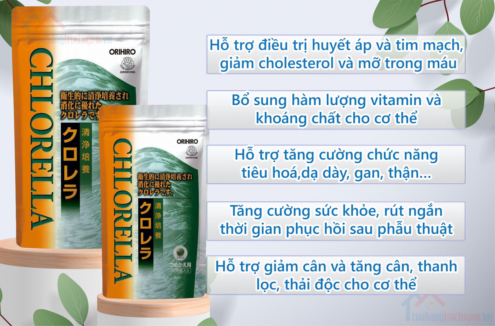 Viên Uống Tảo Lục Orihiro Clean Culture Chlorella giúp thanh lọc cơ thể, hỗ trợ thải độc hiệu quả