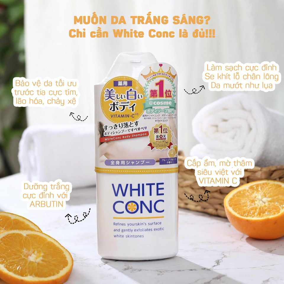 Sữa Tắm Trắng Da Toàn Thân White Conc có mùi hương dễ chịu, tạo cảm giác thư giãn khi tắm