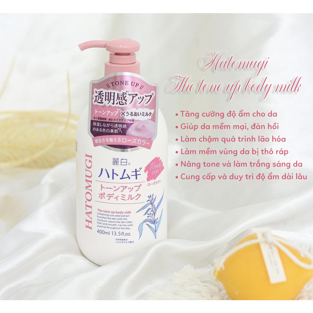 Hatomugi The Tone Up Body Milk tăng cường bổ sung dưỡng chất từ thành phần tự nhiên giúp da khỏe mạnh