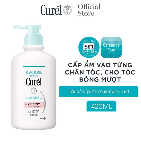 Curel Intensive Moisture Care Hair Conditioner giúp cấp ẩm chuyên sâu, giúp phục hồi làn da khỏe mịn màng
