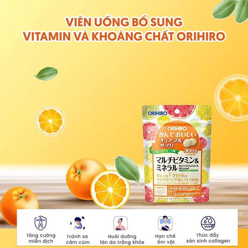 Viên Uống Bổ Sung Vitamin Và Khoáng Chất Orihiro Dạng Túi hỗ trợ làm đẹp da, tăng cường sức đề kháng