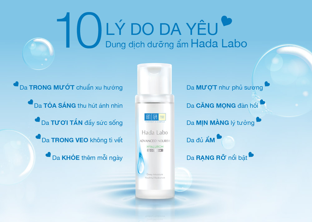 Hada Labo Advanced Nourish Hyaluron Lotion giúp làn da có đủ độ ẩm cần thiết