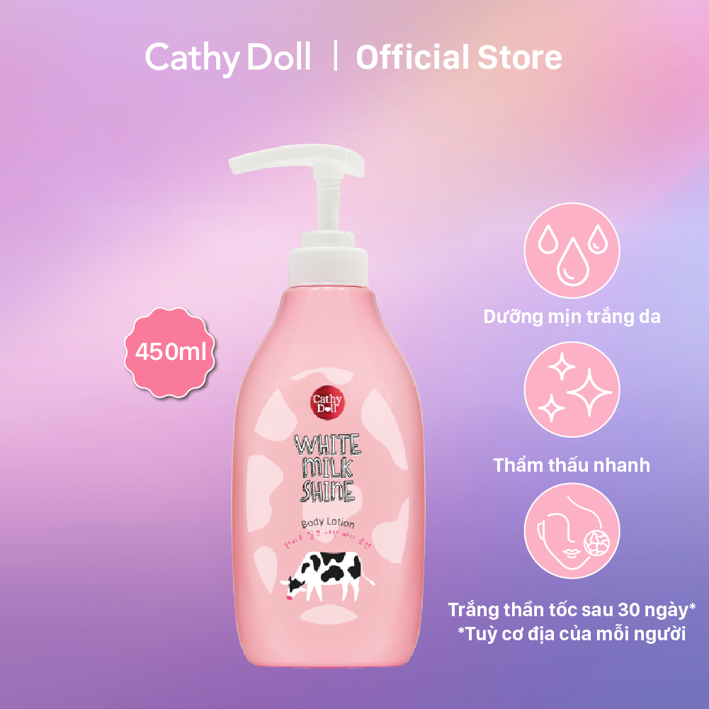 Cathy Doll White Milk Shine Body Lotion giúp duy trì độ ẩm và sự căng mọng, tươi trẻ của làn da.