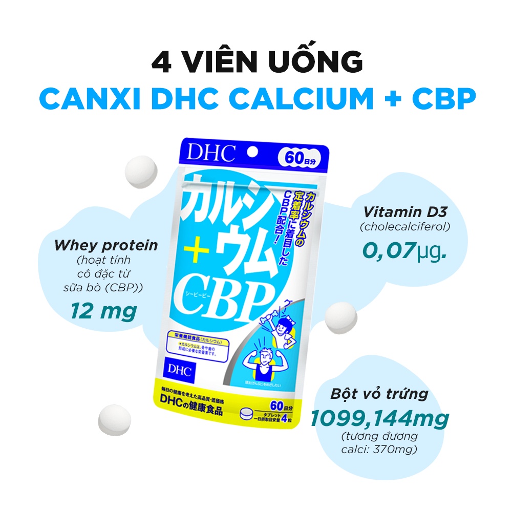 Các thành phần có trong 4 Viên Uống Bổ Sung Canxi Calcium + CBP DHC