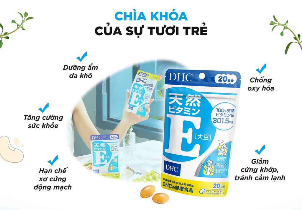 Các tác dụng có trong Viên Uống Bổ Sung Vitamin E DHC