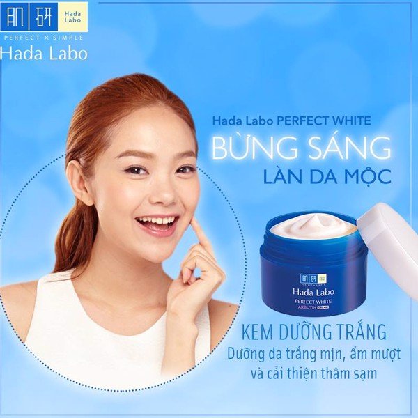 Hada Labo Perfect White Arbutin Cream ức chế sự hình thành & phân tán hắc tố melanin từ sâu bên trong lớp biểu bì