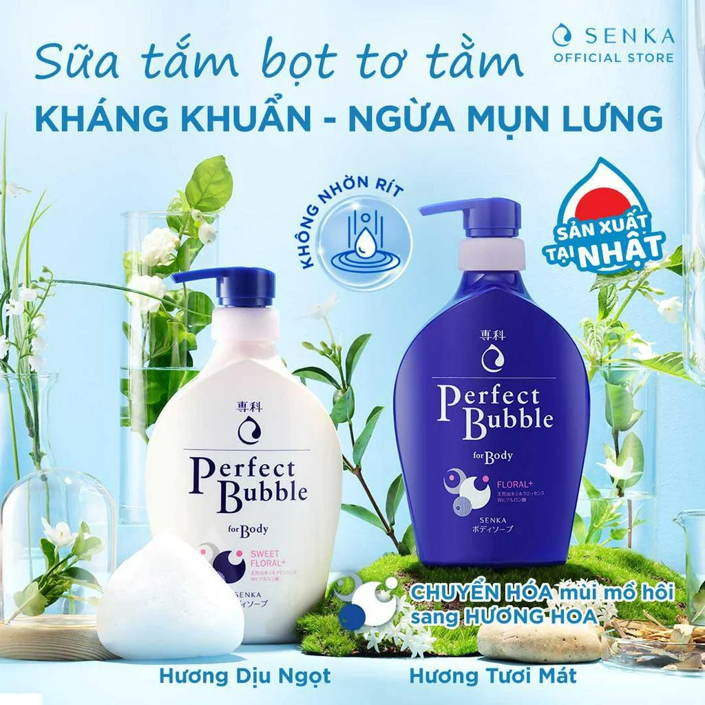 Bộ đôi Senka Perfect Bubble For Body Floral+ và Senka Perfect Bubble For Body Sweet Floral+