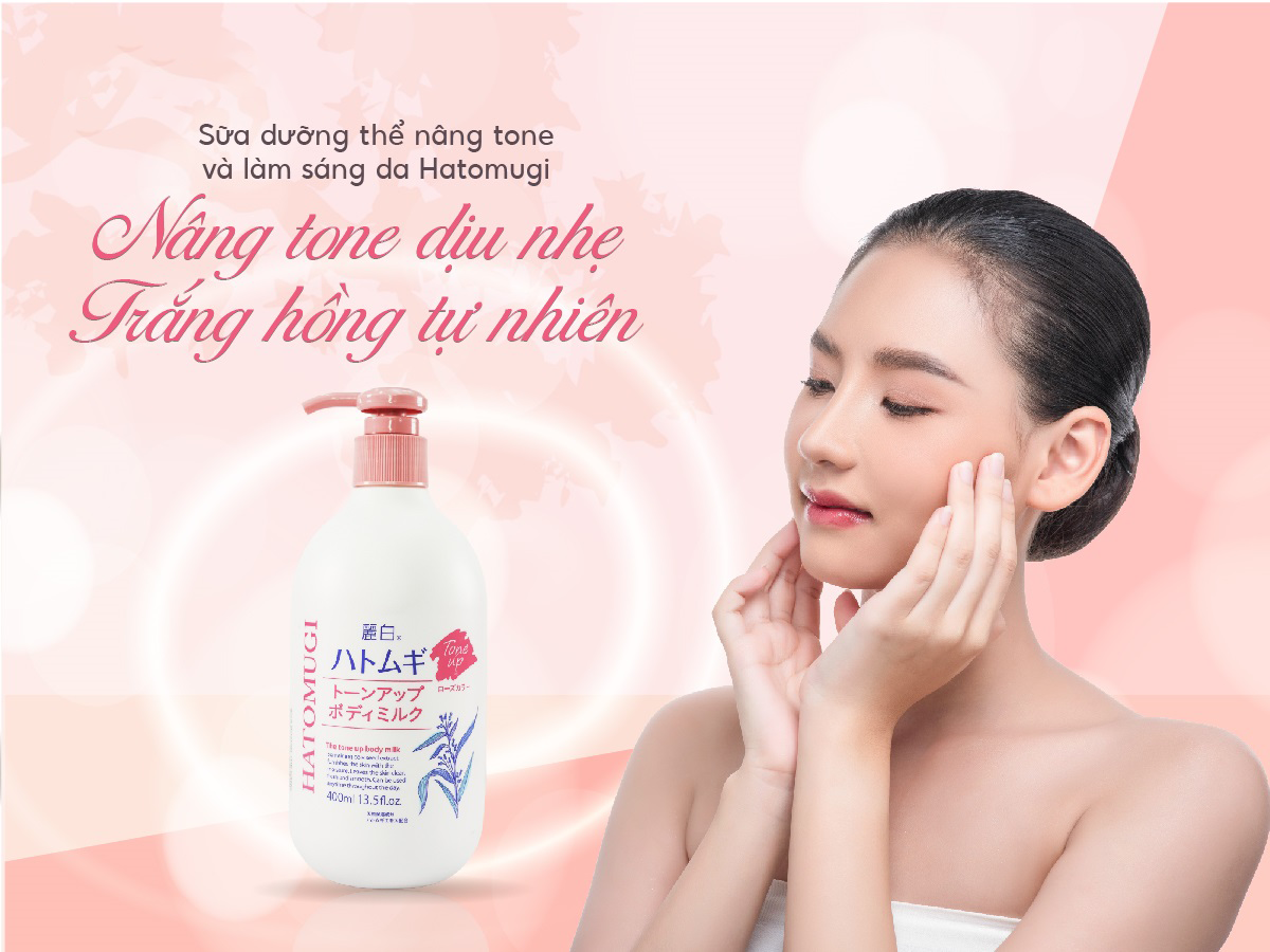 Sữa Dưỡng Thể Nâng Tông Lotion Hatomugi The Tone Up Body Milk Hồng