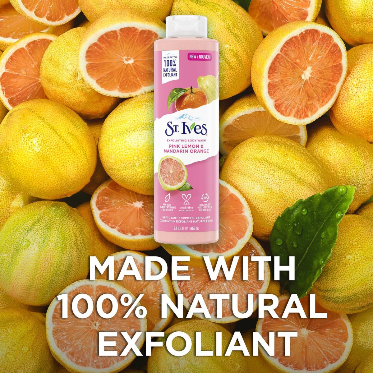 St.Ives Pink Lemon & Mandarin Orange Exfoliating được chiết xuất 100% từ các thành phần tự nhiên